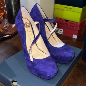 Jessica Simpson suede royal blue/purple heels